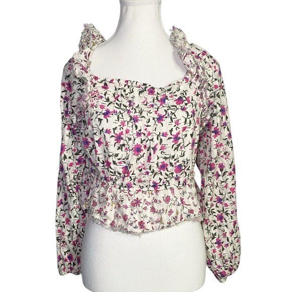 True Craft Tops - True Craft Pink and Black Floral Blouse